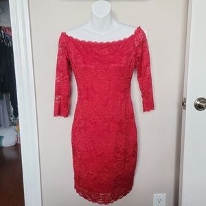 Red Lace Guess Off the Shoulders Dress Size Small